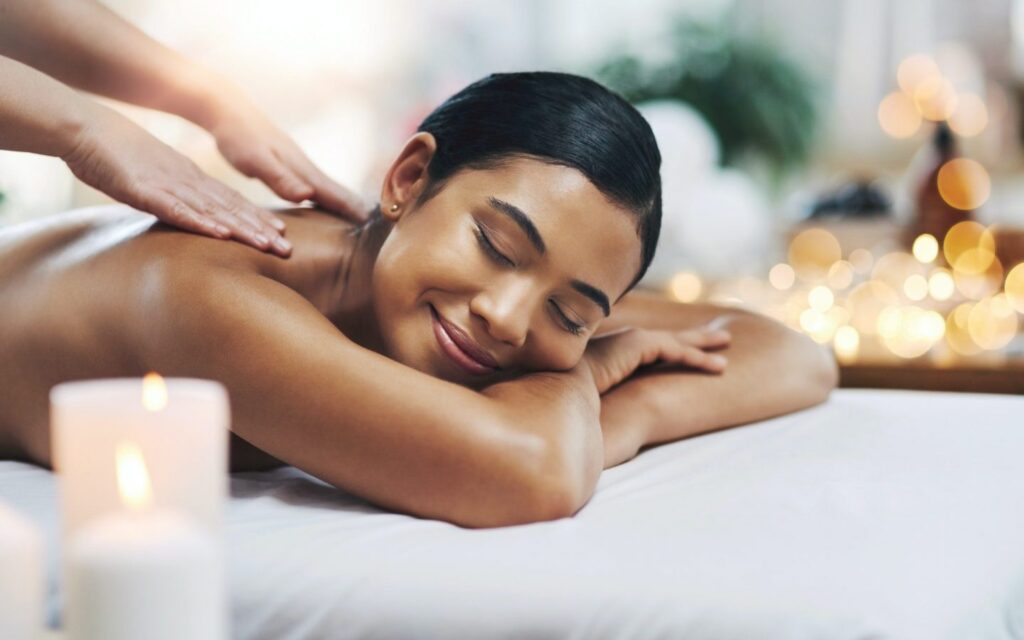 Women receiving relaxing massage